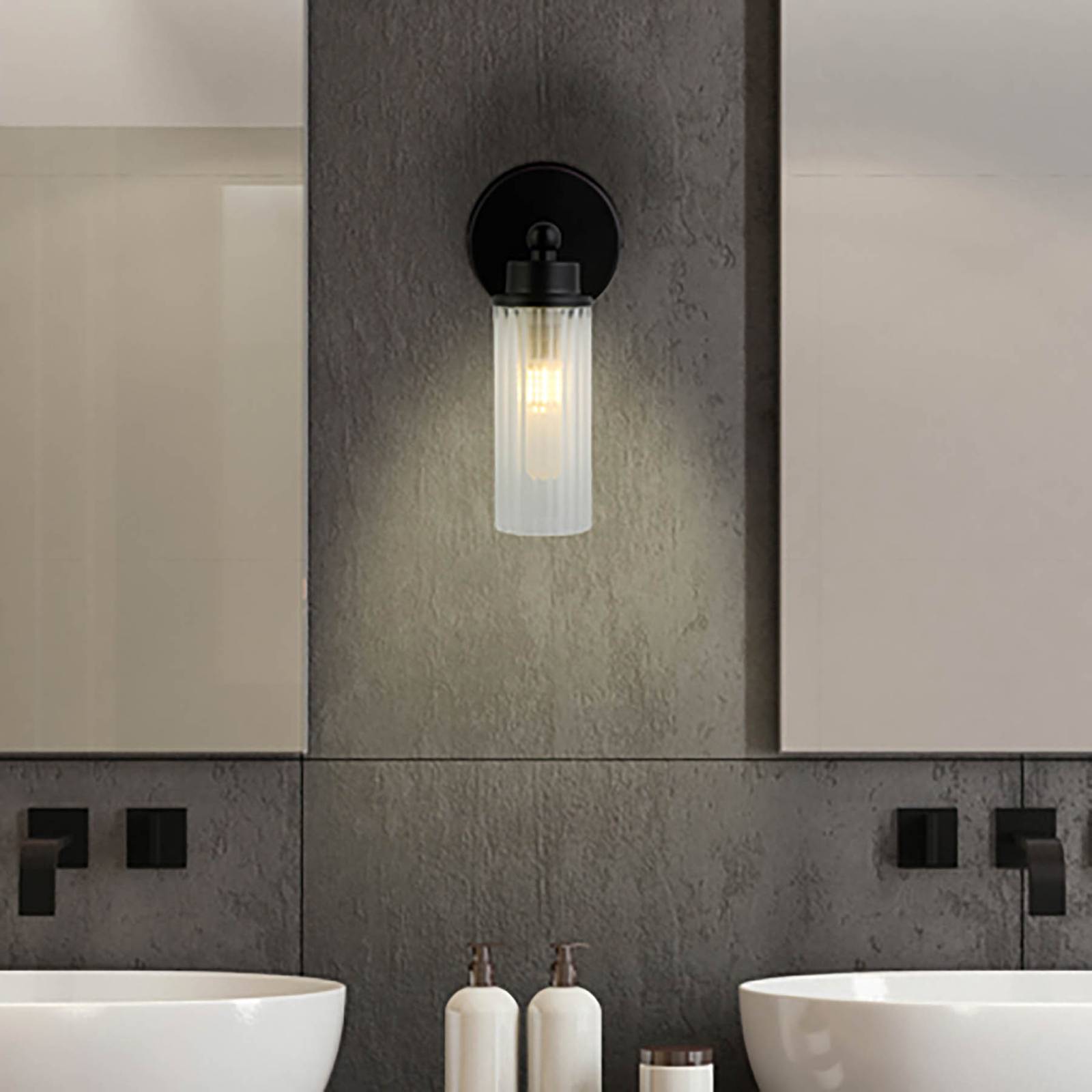 Nástenné svietidlo Imperial, čierne, 1 svetlo, oceľ, sklo, IP44 Nástenné svietidlo Imperial, čierne, 1 svetlo, oceľ, sklo, IP44