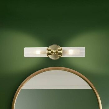 Nástenné svietidlo Imperial, mosadz, 2 svetlá, oceľ, sklo, IP44