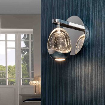 Nástenné svietidlo LED Rocio, kov, sklo, 1 svetlo, chróm