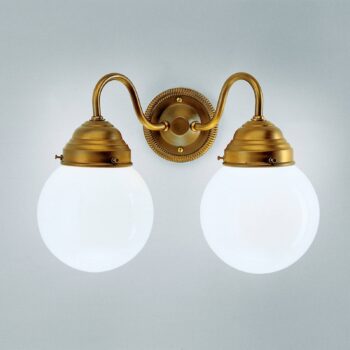 Nástenné svietidlo Larry II, mosadz, ručne fúkané sklo