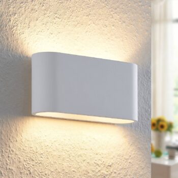 Nástenné svietidlo Lindby Mavora, zaoblené, 25 cm, biele, omietka, G9