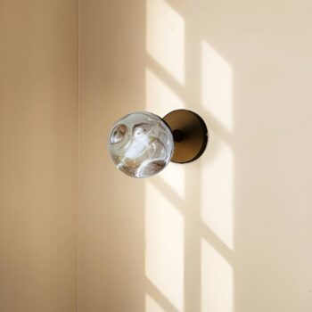 Nástenné svietidlo Lindby Valentina, sivá/čierna, sklo, Ø 10 cm