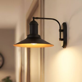 Nástenné svietidlo Lorato, čierne, výška 25 cm, kov, E27