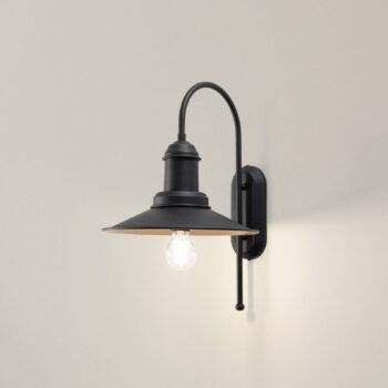 Nástenné svietidlo Lorato, čierne, výška 48 cm, kov, E27