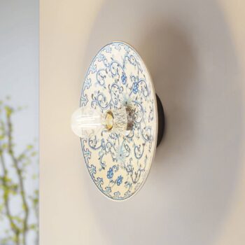 Nástenné svietidlo Lucande Faelira, modrá/biela, keramika