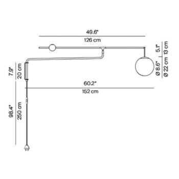 Nástenné svietidlo Luceplan Malamata, brúsená mosadz