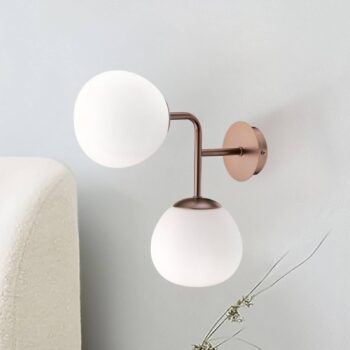 Nástenné svietidlo Maytoni Erich, mosadzná ruža, sklo/kov, 2 svetlá.