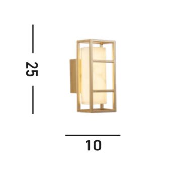 Nástenné svietidlo Mirage LED, výška 25 cm, zlatá farba, oceľ, IP44