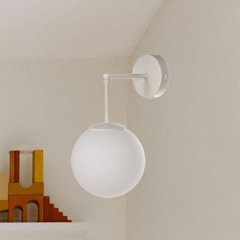 Nástenné svietidlo Moon, 35 cm, piesková farba, sklo, zástrčka, E27