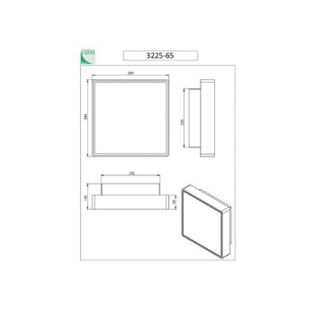 Nástenné svietidlo Oban, 30 cm x 30 cm, senzor, 2 x E27, biele, IP65