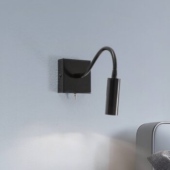 Nástenné svietidlo Ojos, čierne, lampa na čítanie, nastaviteľné, 33 cm, G9