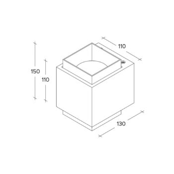 Nástenné svietidlo Syme, bielo/čierne hranaté, 11 cm, omietka, GX53