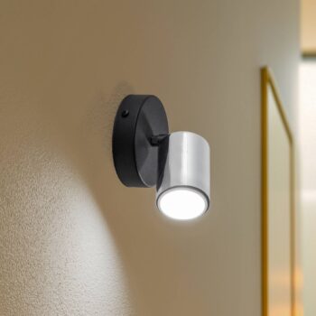 Nástenné svietidlo Tune II, čierna/chróm, kov, E27, Ø 5,5 cm