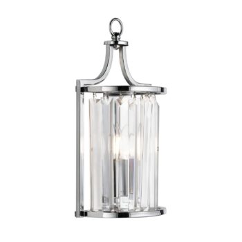 Nástenné svietidlo Victoria, chrómová farba, krištáľové sklo, 18 cm, E14