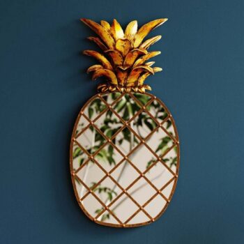 Nástenný objekt KARE Pina Zrkadlo, polyresin, sklo, 50 cm, zlatá farba