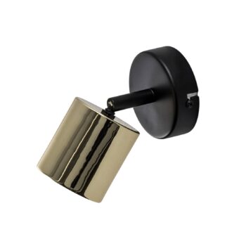 Nástenný reflektor Demia, čierny/mosadz, šírka 10 cm, GU10