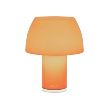 Nemo LED dobíjacia stolná lampa Lorosae, oranžová, sklo, IP54, USB