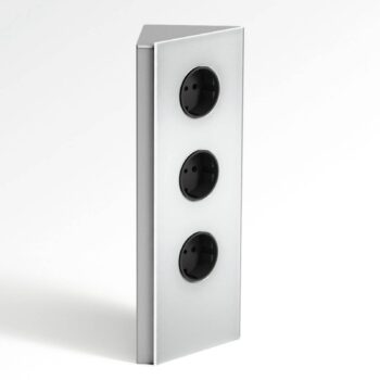 Nerezová zásuvková lišta Power, 3-dielna, trojuholníková