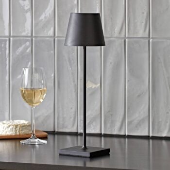 Nuindie LED dobíjacia stolná lampa, USB-C, čierna, IP54, stmievateľná