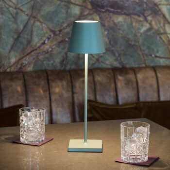 Nuindie LED dobíjacia stolná lampa, USB-C, šalviovo zelená, IP54,