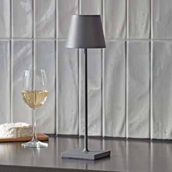 Nuindie LED dobíjacia stolová lampa, USB-C, grafitová, IP54, stmievateľná