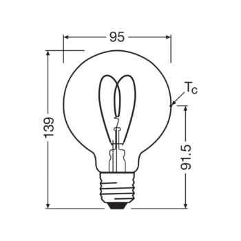 OSRAM LED Vintage G95 E27 4,9W 922 Heart Filament gold dim