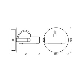 OSRAM LED nástenný reflektor VENUS, čierny, 1-pl. Kov 3 000 K