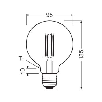 OSRAM LED žiarovka Globe G95 E27 3,8W Filament 4 000K