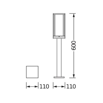 OSRAM chodníkové svetlo ENDURA CLASSIC FRAME, tmavošedá, 60 cm IP44