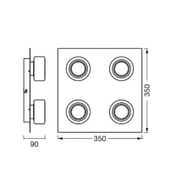 OSRAM stropné LED svetlo ORBIS FLAME, čierne, 4-pl., CCT IP44