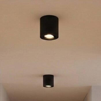 OSRAM stropné bodové svetlá ROUND, čierny, Ø 8 cm, kov, GU10