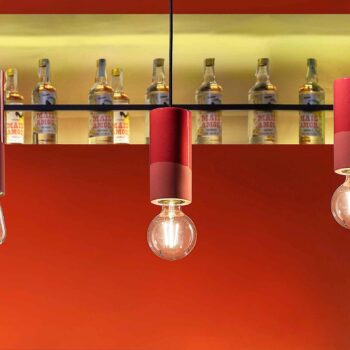 PI závesné svetlo, valcové, Ø 8 cm, červené