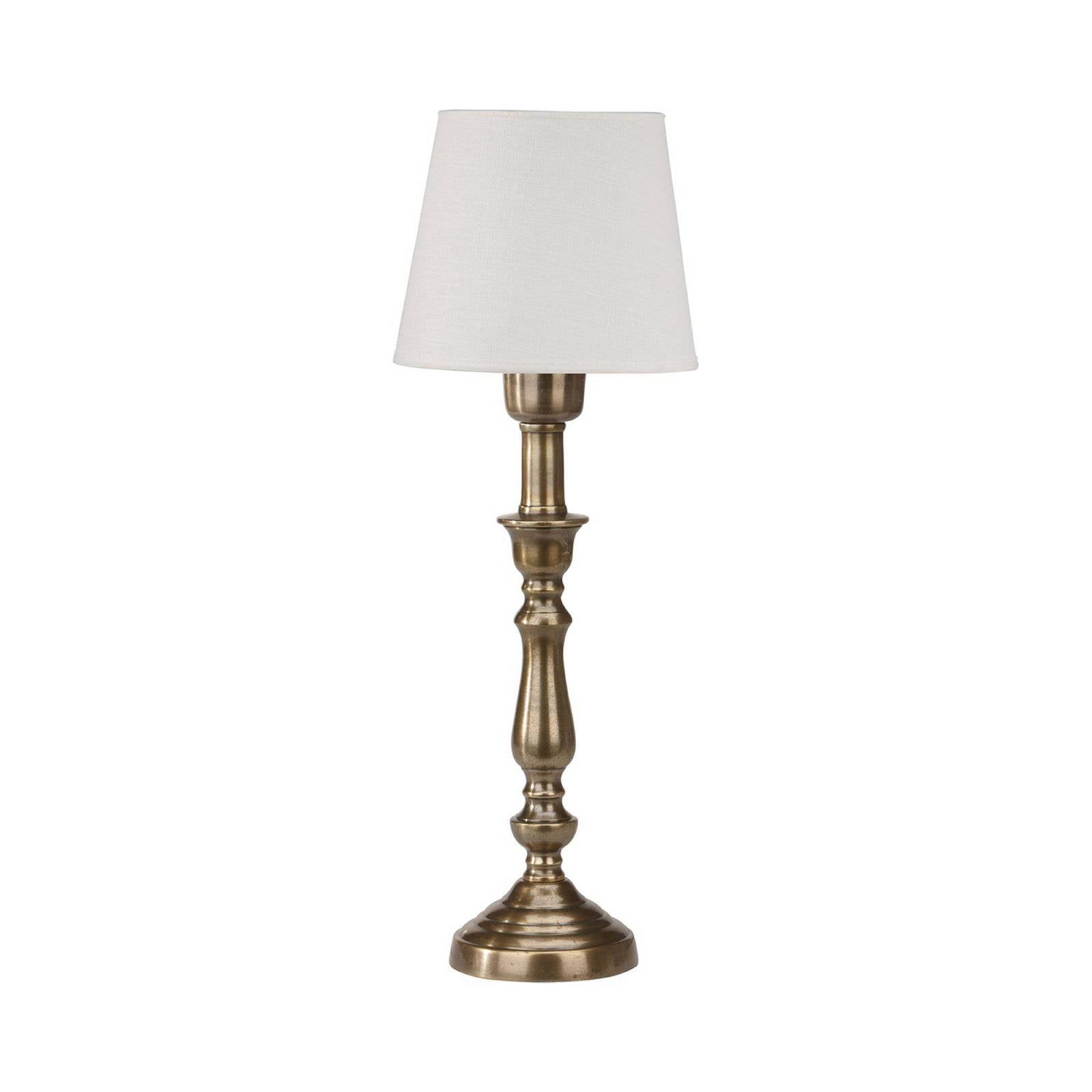 PR Home Stolná lampa Therese Mia, 43 cm, biela/mosadz, ľan PR Home Stolná lampa Therese Mia, 43 cm, biela/mosadz, ľan