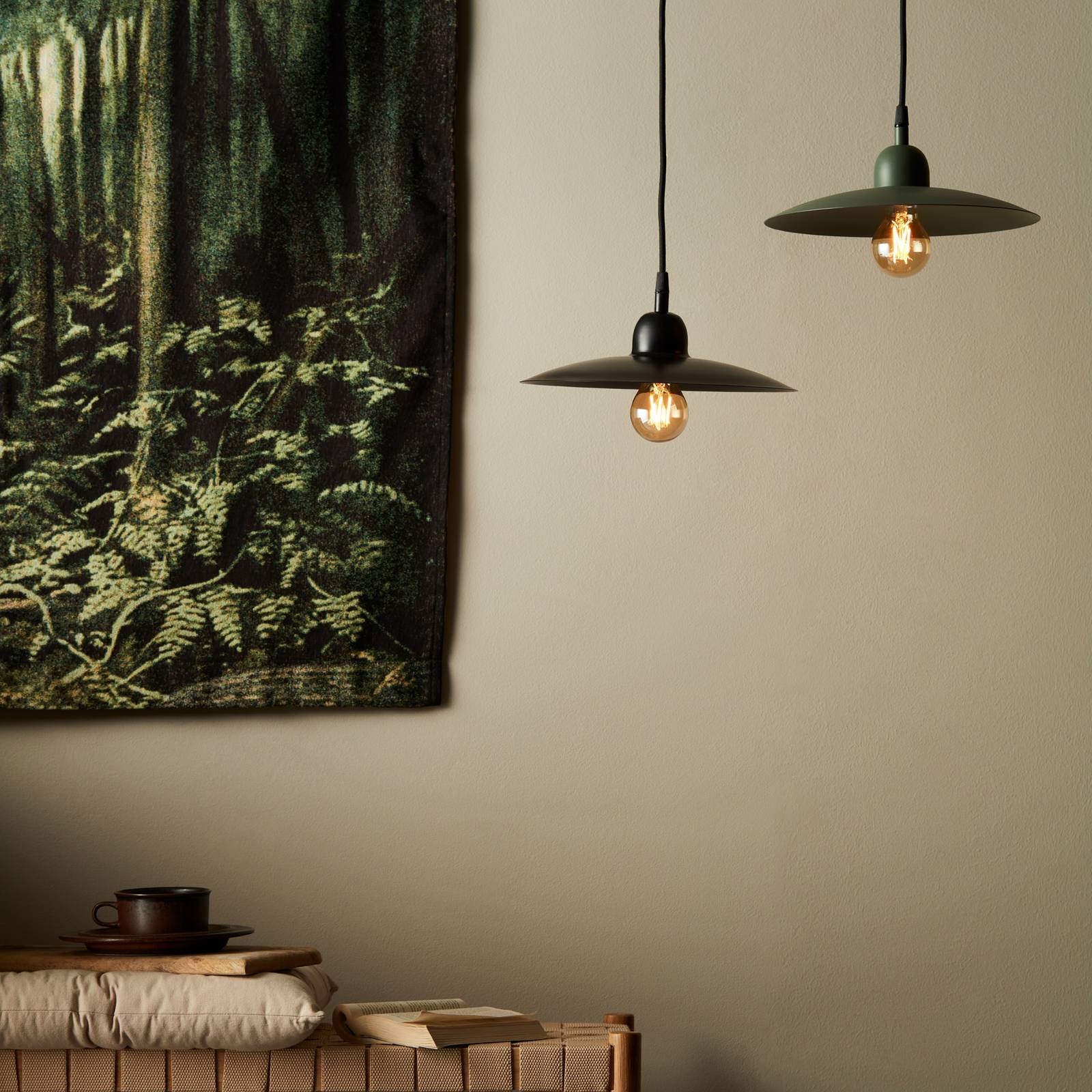 PR Home závesné svietidlo Como, čierne, Ø 28 cm, kov, zástrčka PR Home závesné svietidlo Como, čierne, Ø 28 cm, kov, zástrčka