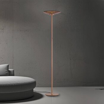 PURE LED stojacia lampa Moon bronzová farba hliník/sklo stmievač