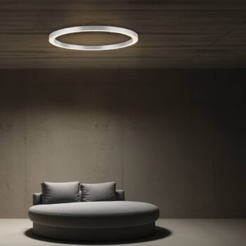 PURE stropné LED svetlo Lines, Ø 70 cm, strieborná farba, CCT