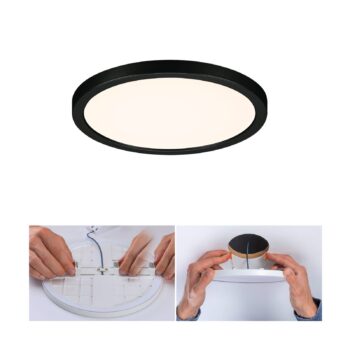 Paulmann Areo LED panel okrúhly čierny 3000K Ø17,5cm