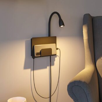 Paulmann Halina USB nástenné svetlo, flexibilné rameno čierne