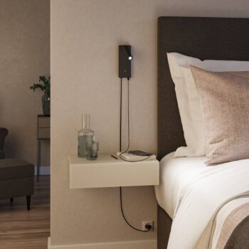 Paulmann Hulda USB LED nástenné svietidlo, stmievateľné, čierne, vypínač