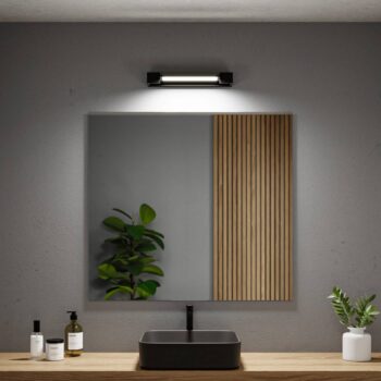 Paulmann LED nástenné svetlo Lucille, čierne, 40 cm IP44 stmievateľné