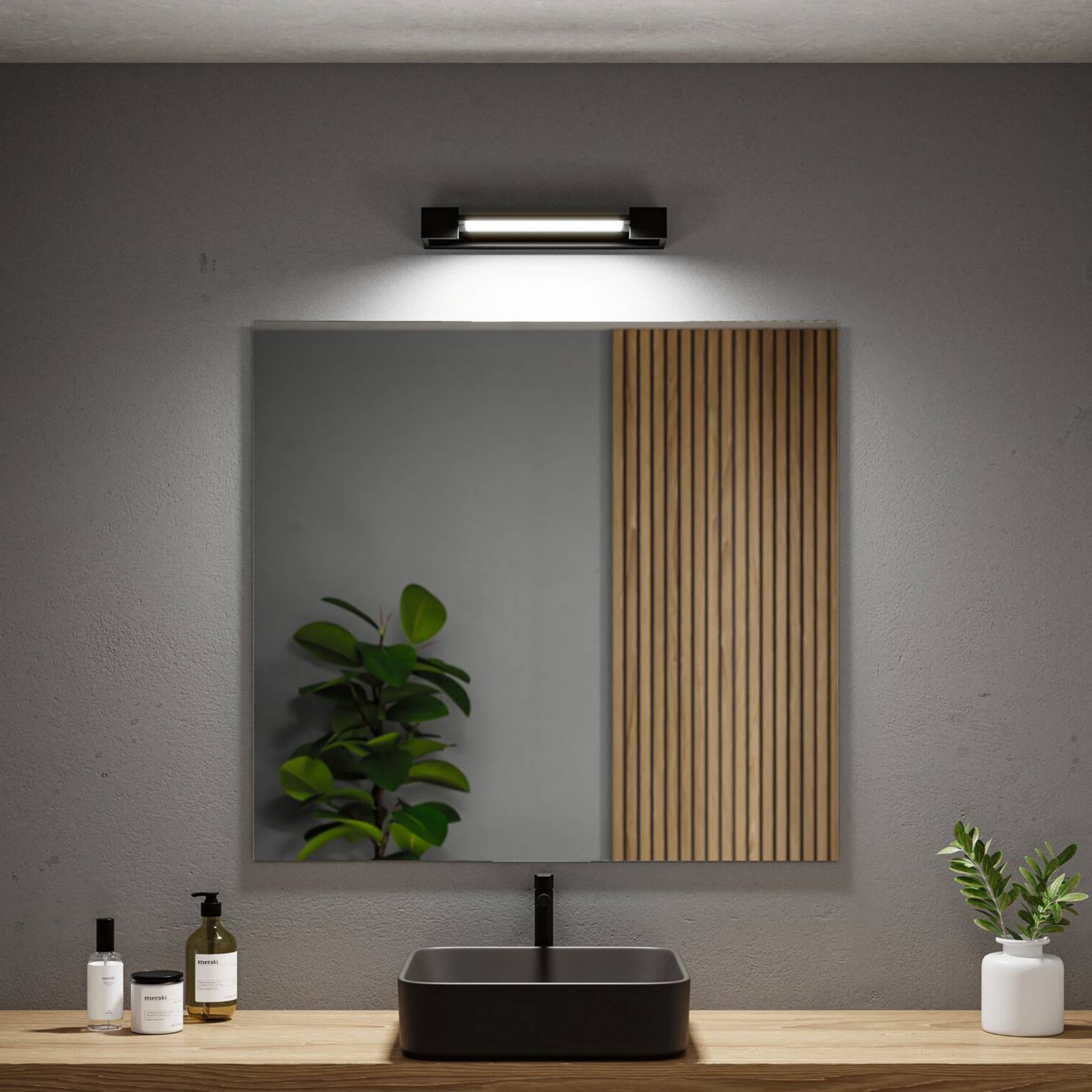 Paulmann LED nástenné svetlo Lucille, čierne, 40 cm IP44 stmievateľné Paulmann LED nástenné svetlo Lucille, čierne, 40 cm IP44 stmievateľné