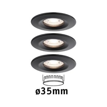 Paulmann Nova Mini zapustené 3 kusy pevná čierna