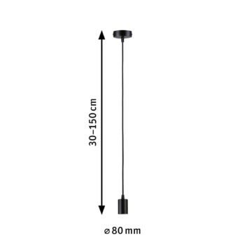 Paulmann Ravi závesná zásuvka E27, čierna matná