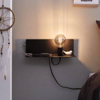 Paulmann nástenné svetlo Devara, čierna 40 cm E27 USB port