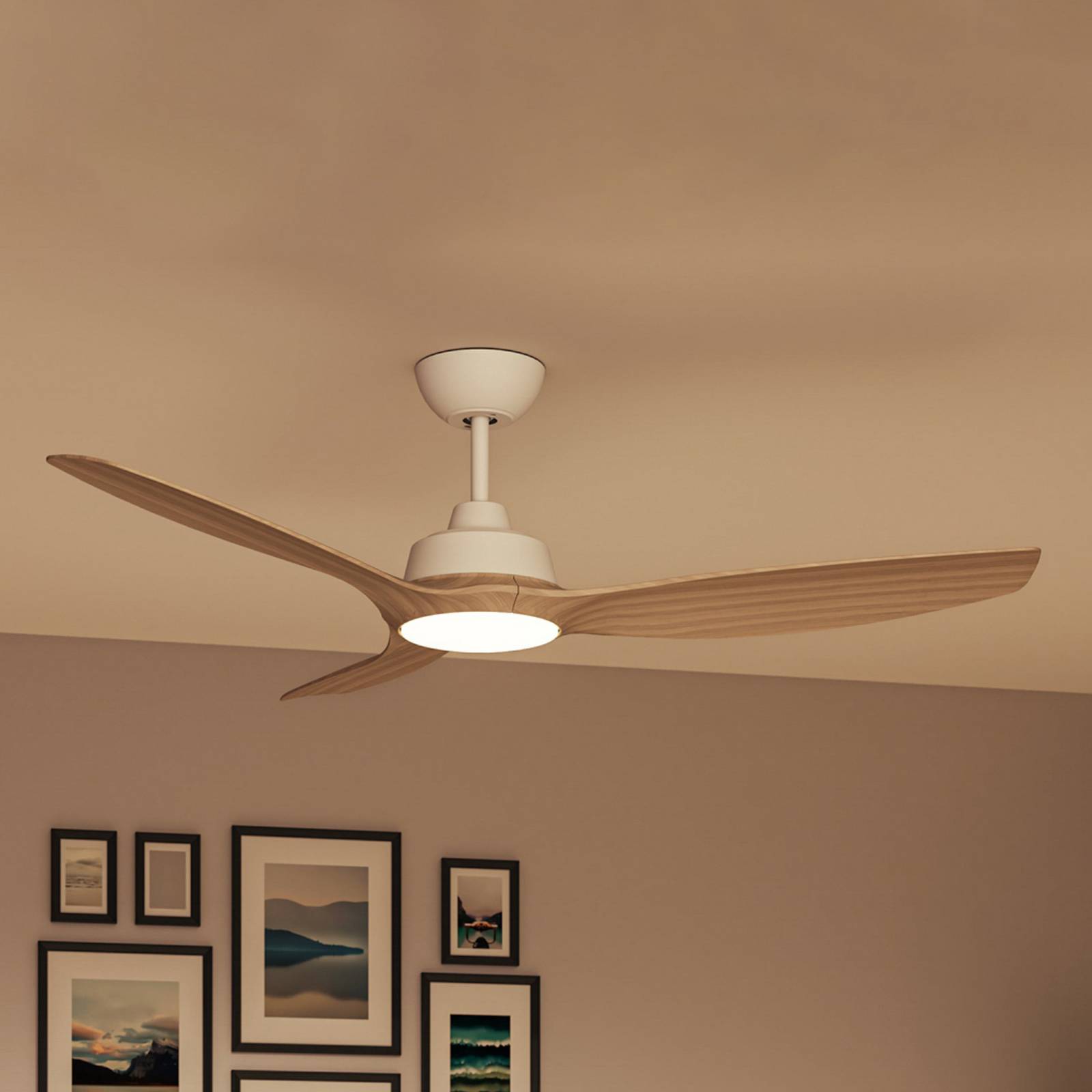 Philips LED ventilátor Olas, Ø 132 cm, hnedá/biela, tichý Philips LED ventilátor Olas, Ø 132 cm, hnedá/biela, tichý