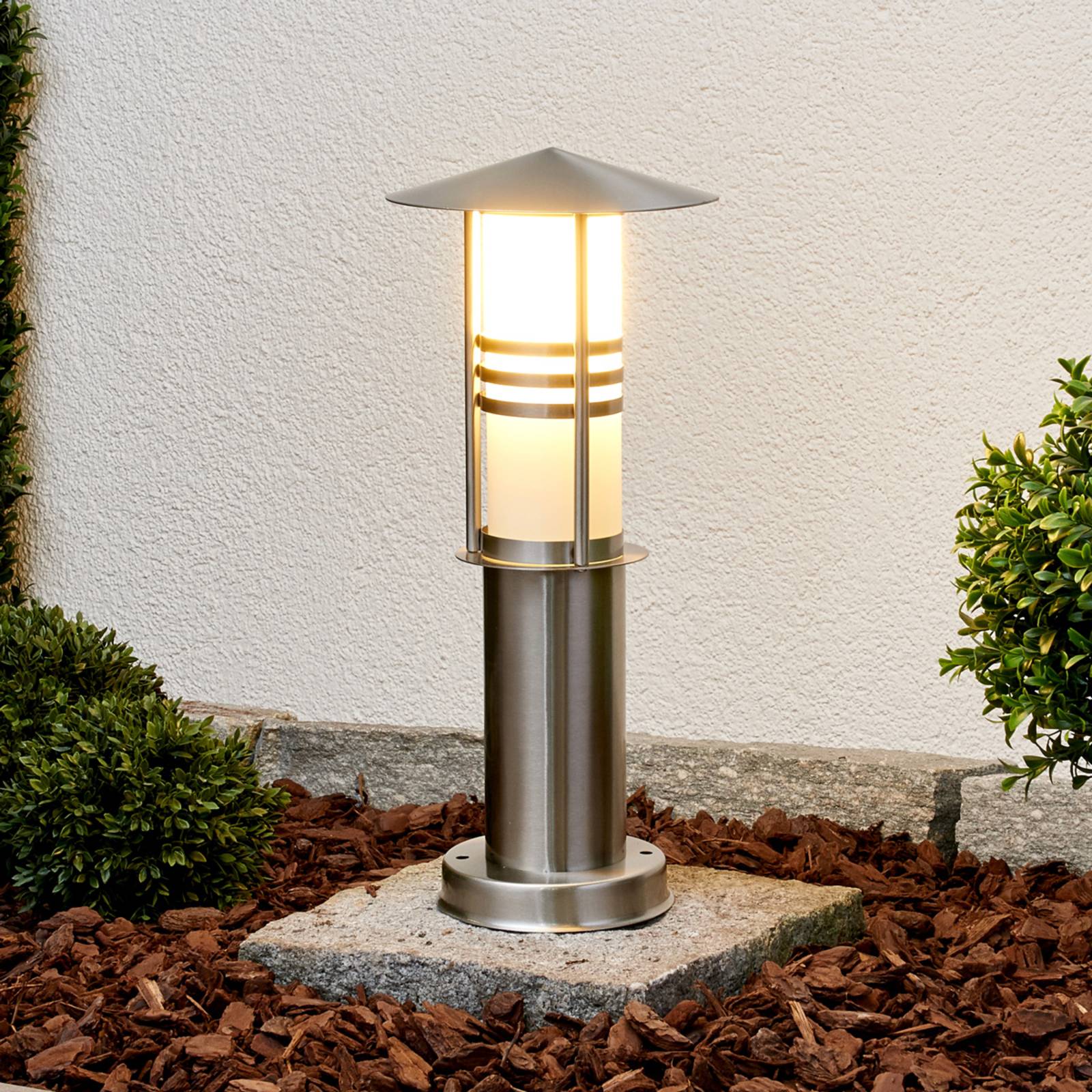 Podlahová lampa Erina, nerezová oceľ, 40 cm Podlahová lampa Erina, nerezová oceľ, 40 cm