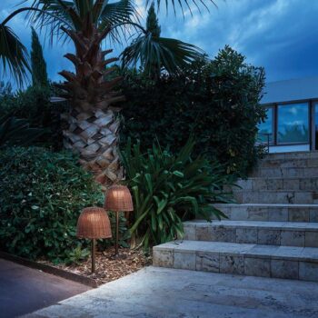 Podstavná lampa Bover LED Atticus, výška 40 cm, grafitovo hnedá/hnedá