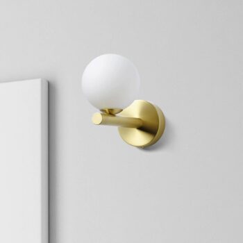 Pomi nástenné svietidlo, 1 svetlo, zlatá farba, sklo, guľa