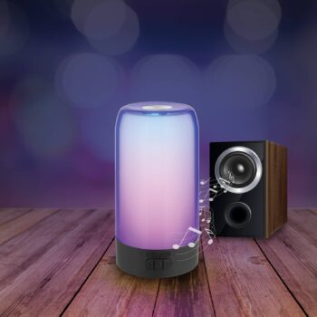 Prios LED dobíjacia stolová lampa Valtari, biela, výška 19 cm, RGB