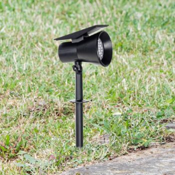 Prios LED solárny reflektor Birko, výška 56 cm, čierny, zemný hrot